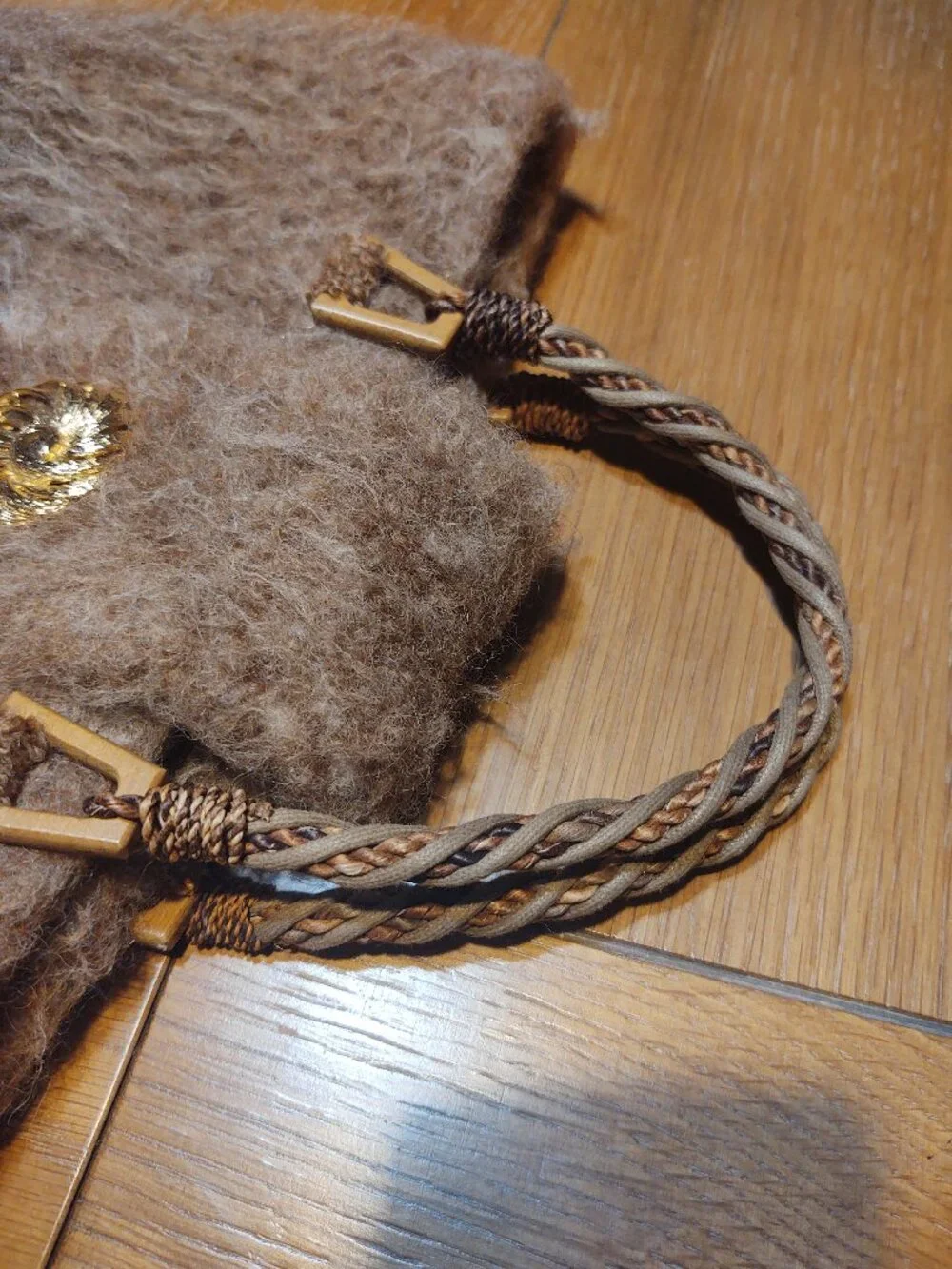 Handcrafted Natural Woolen Clutch Purse Brown